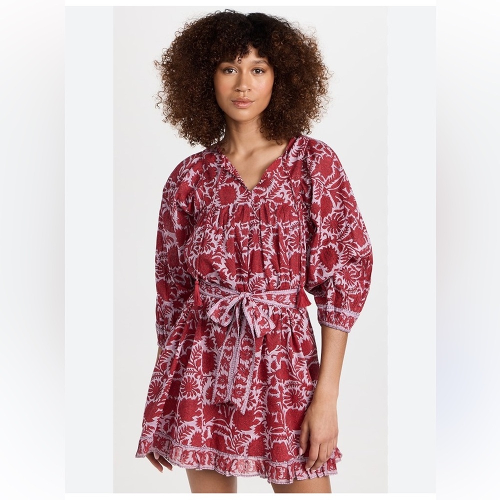 CLEOBELLA KAZ MINI DRESS Floral Print Waist Tie Cotton Fully Lined Size XS NWT